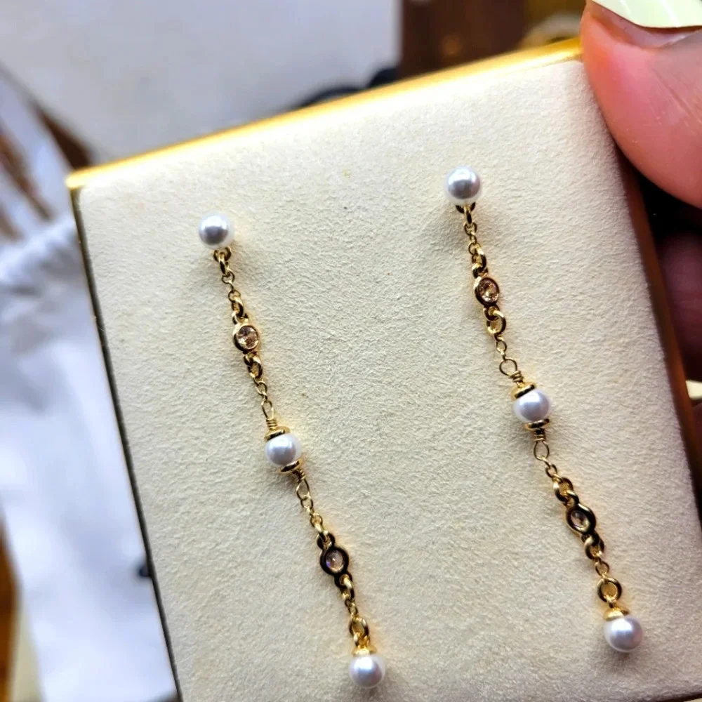 NEW! Coach • Dangle & Drop Earrings • Faux Pearl • Goldtone • Dainty - Picture 1 of 8